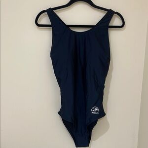 Black One-Piece Swimsuit with Wide Straps and Modest Cut-black